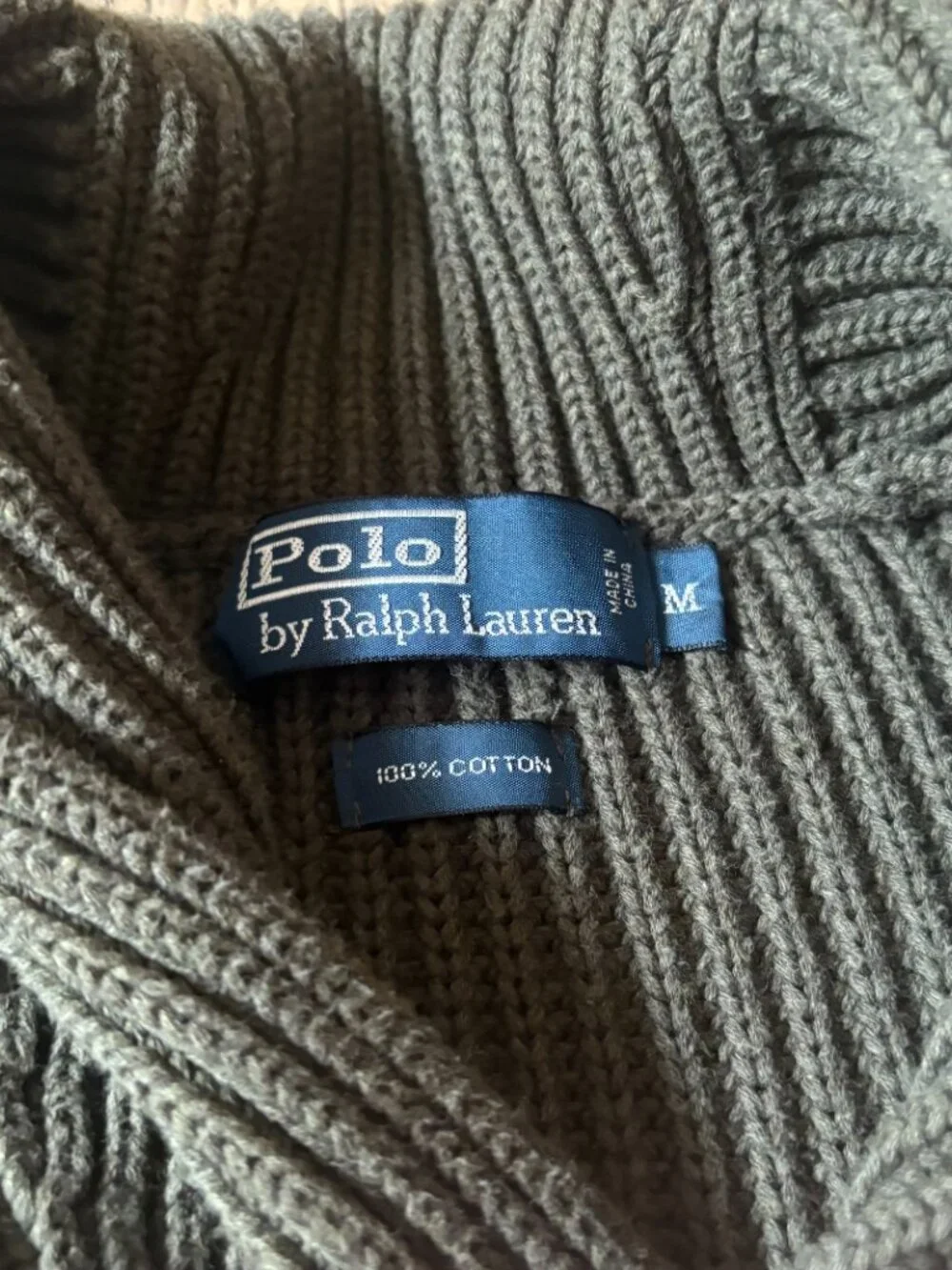 Vintage Polo Ralph Lauren Sweater Men's Medium Green Military Knit Shawl Collar
